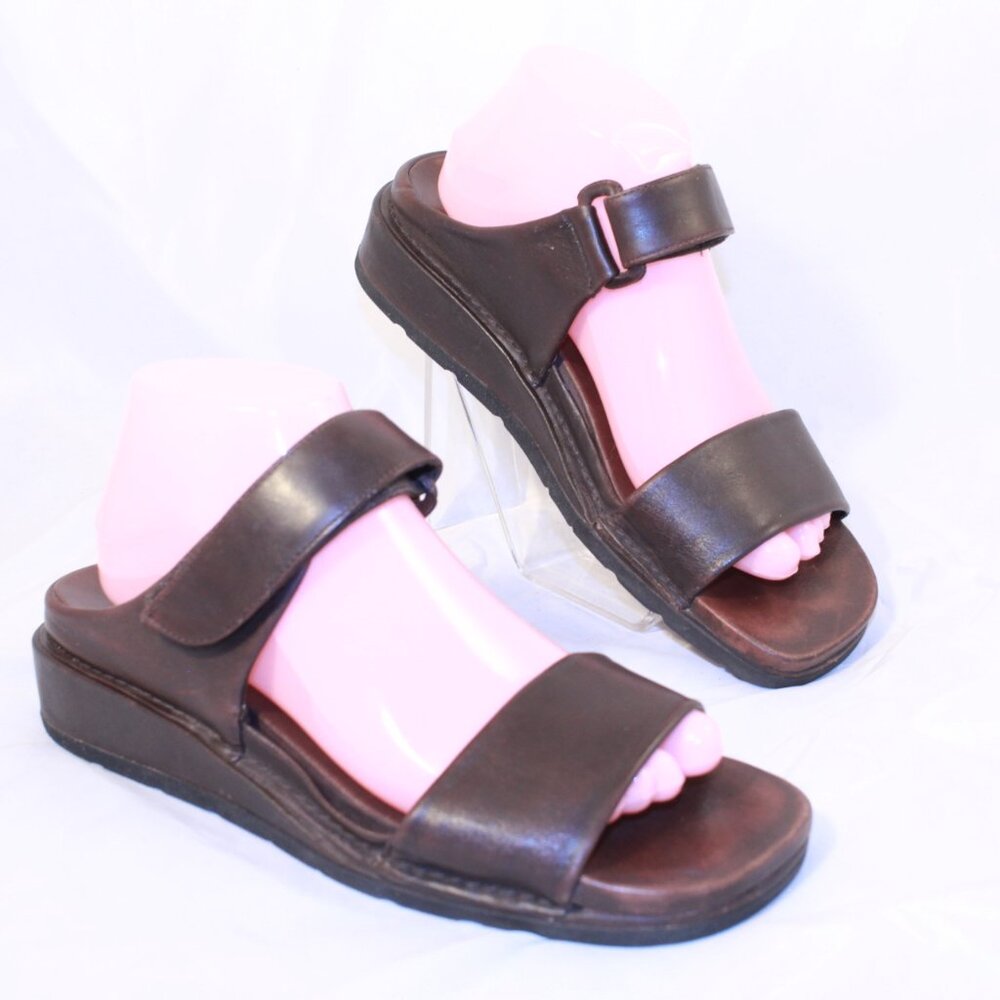 Cole Haan Size 9B Dark Brown Leather Adjustable Backless Slide Sandals F8838